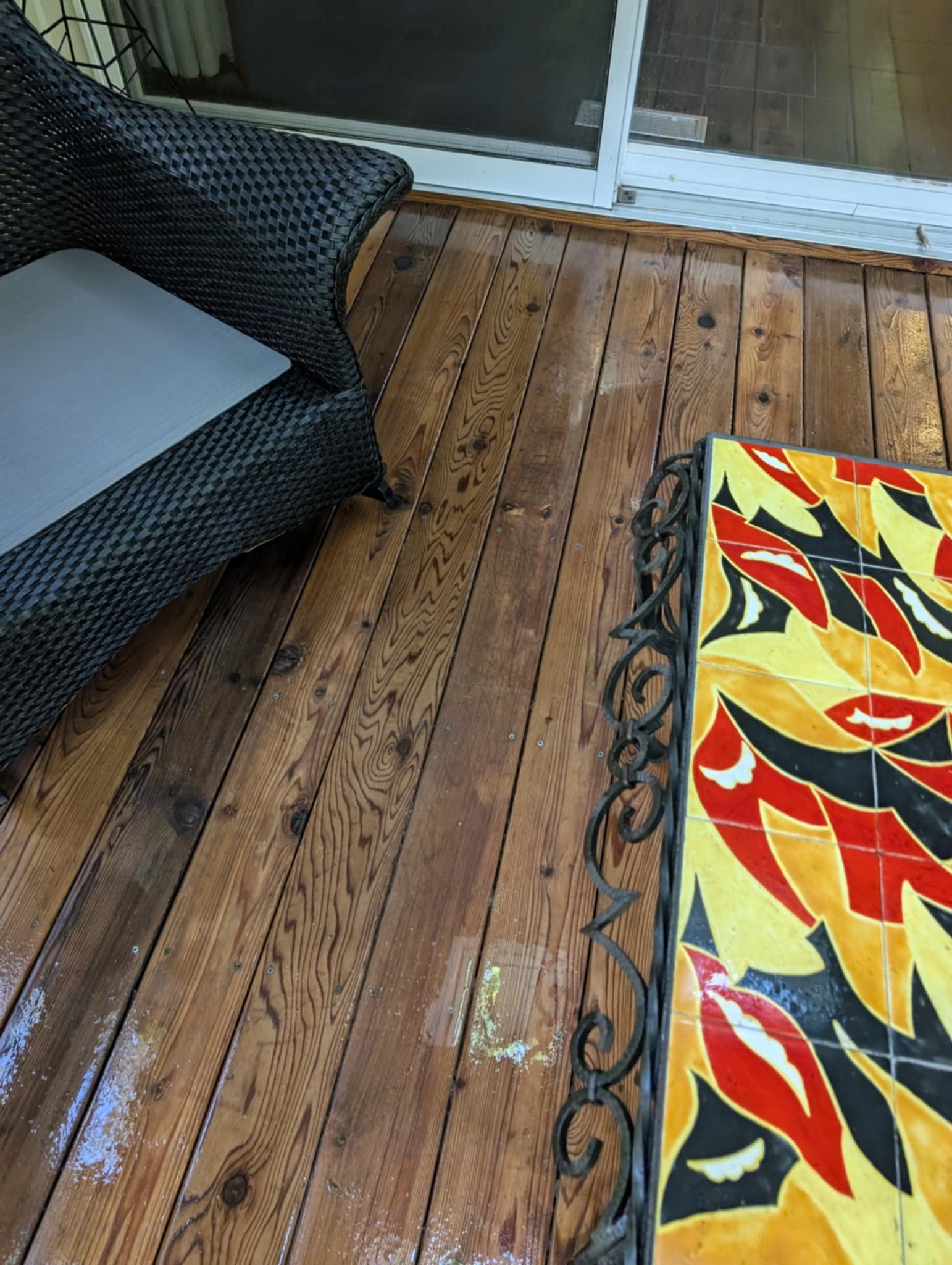 Detailed view of freshly cleaned deck boards